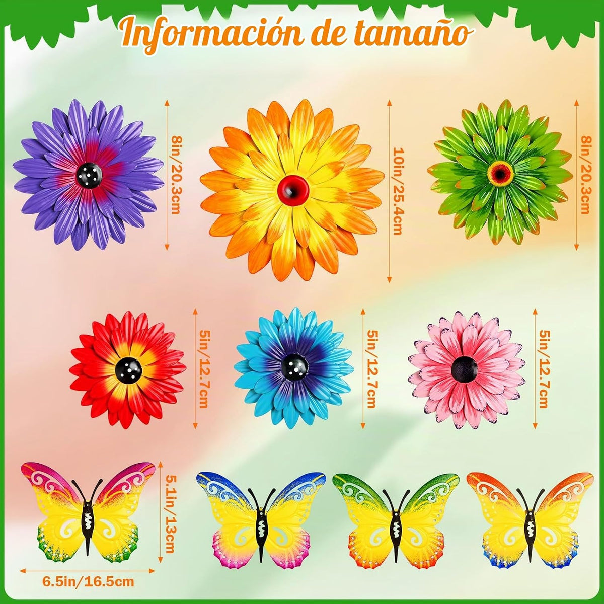 Gisafai Paquete de 10 decoraciones de pared de metal con flores par...