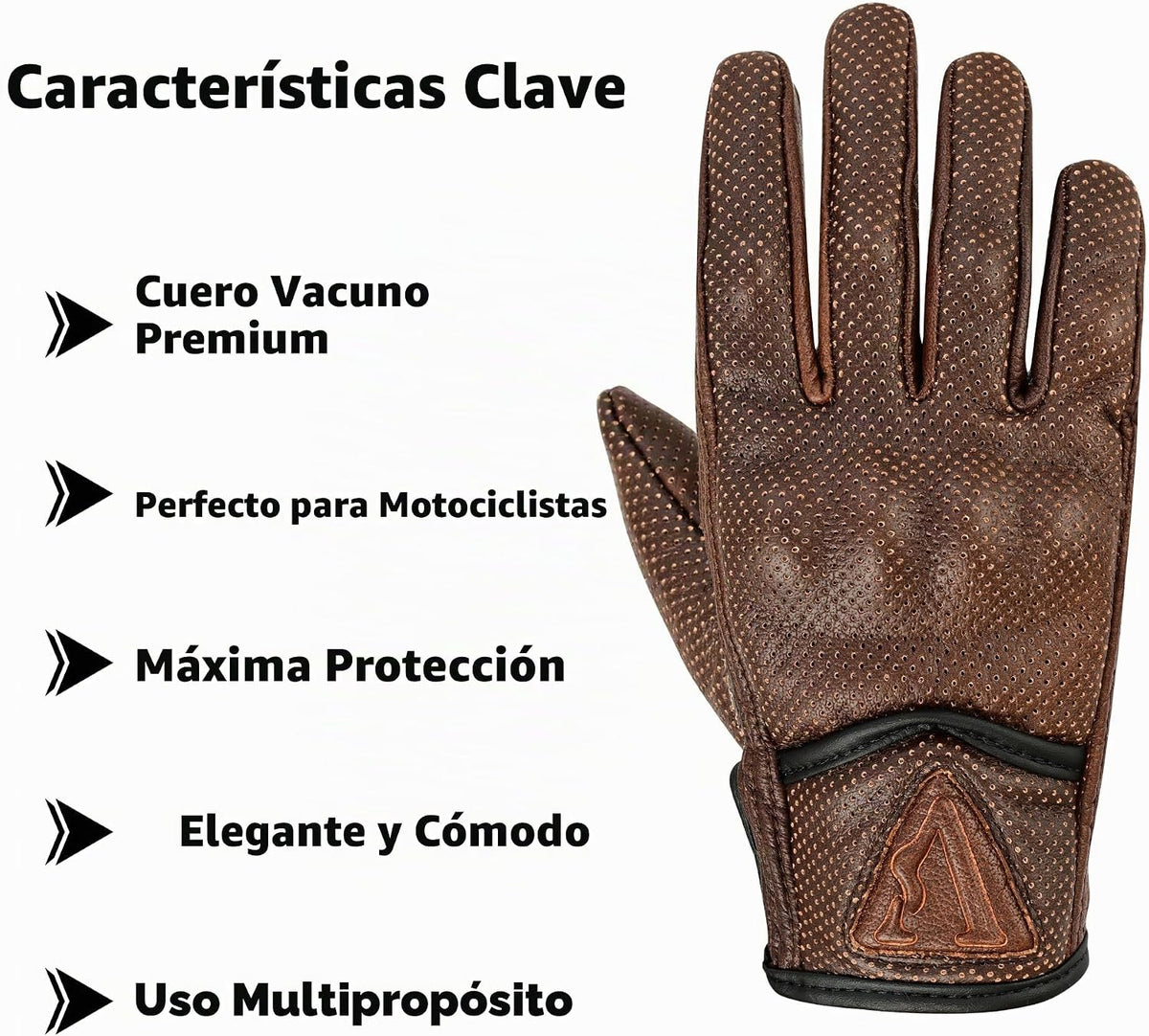 Guantes de cuero negro perforados perfectos para hombre, 100% piel...