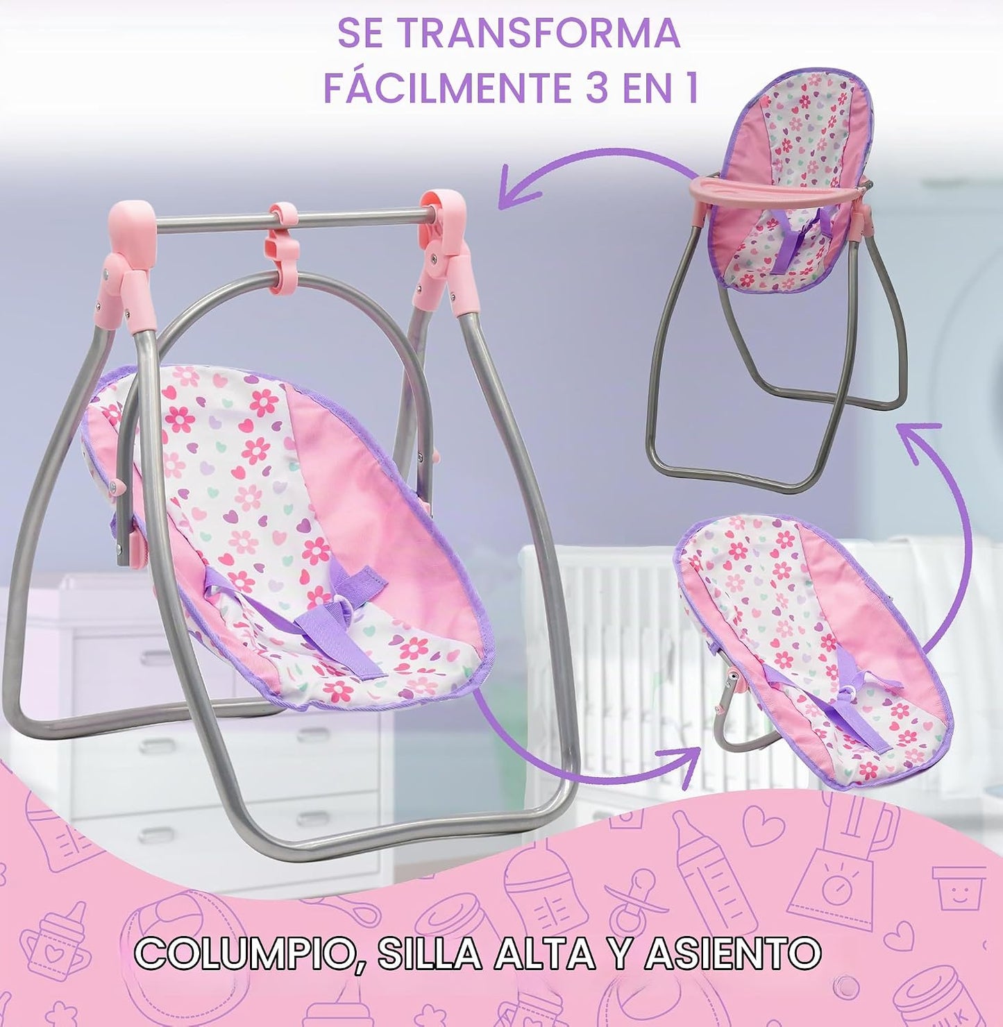 Juego de cama y columpio para bebé, accesorios para muñecas, juego...