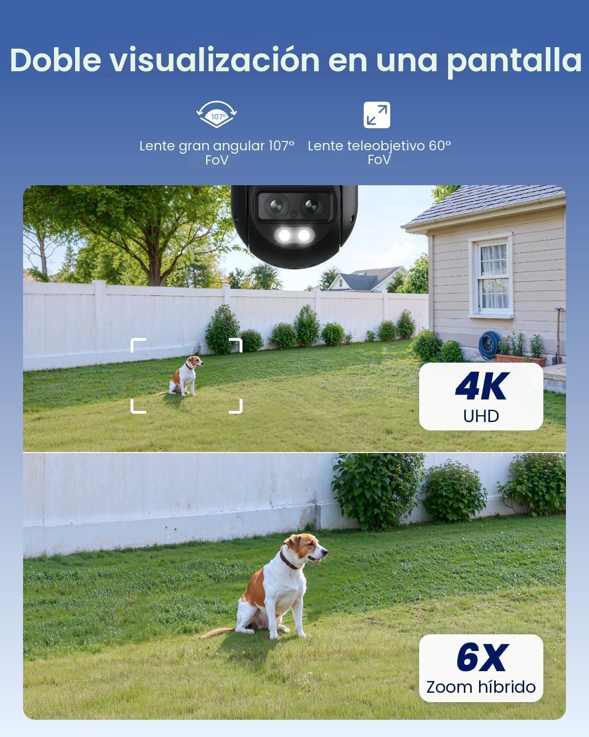 REOLINK Cámara de seguridad al aire libre con cable WiFi de la lent...