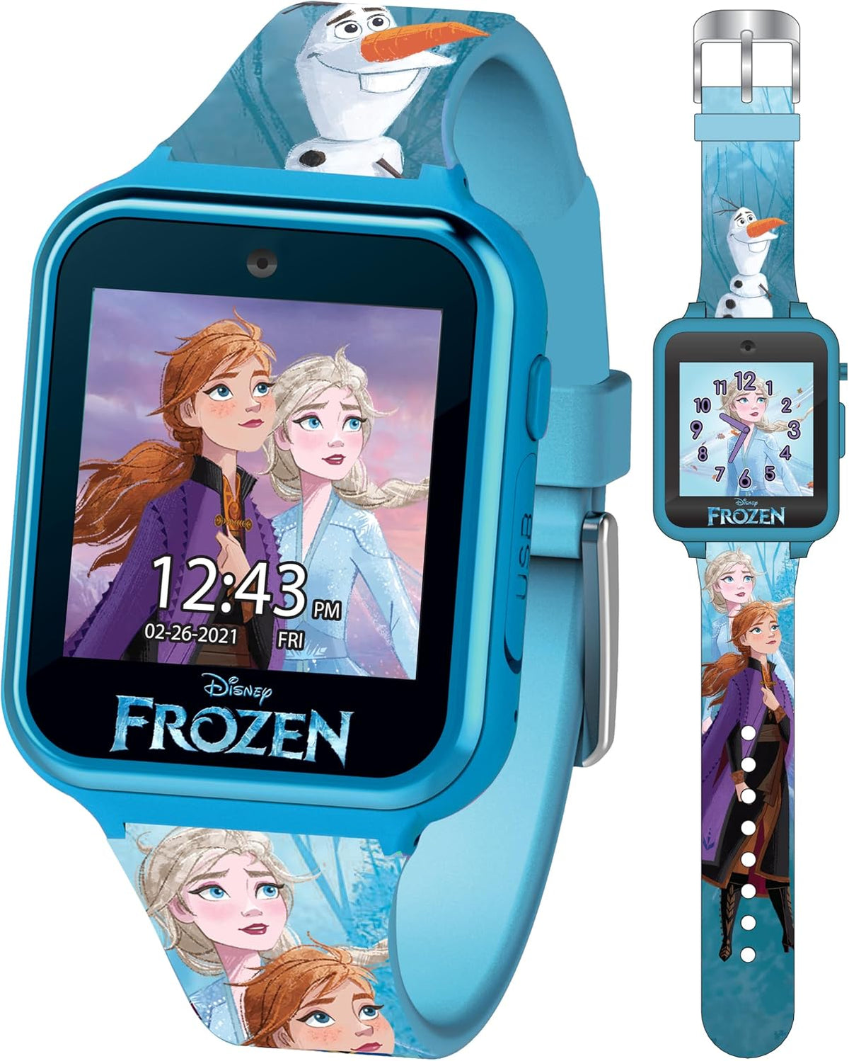 Accutime Reloj inteligente Disney Frozen para niños con cámara para...