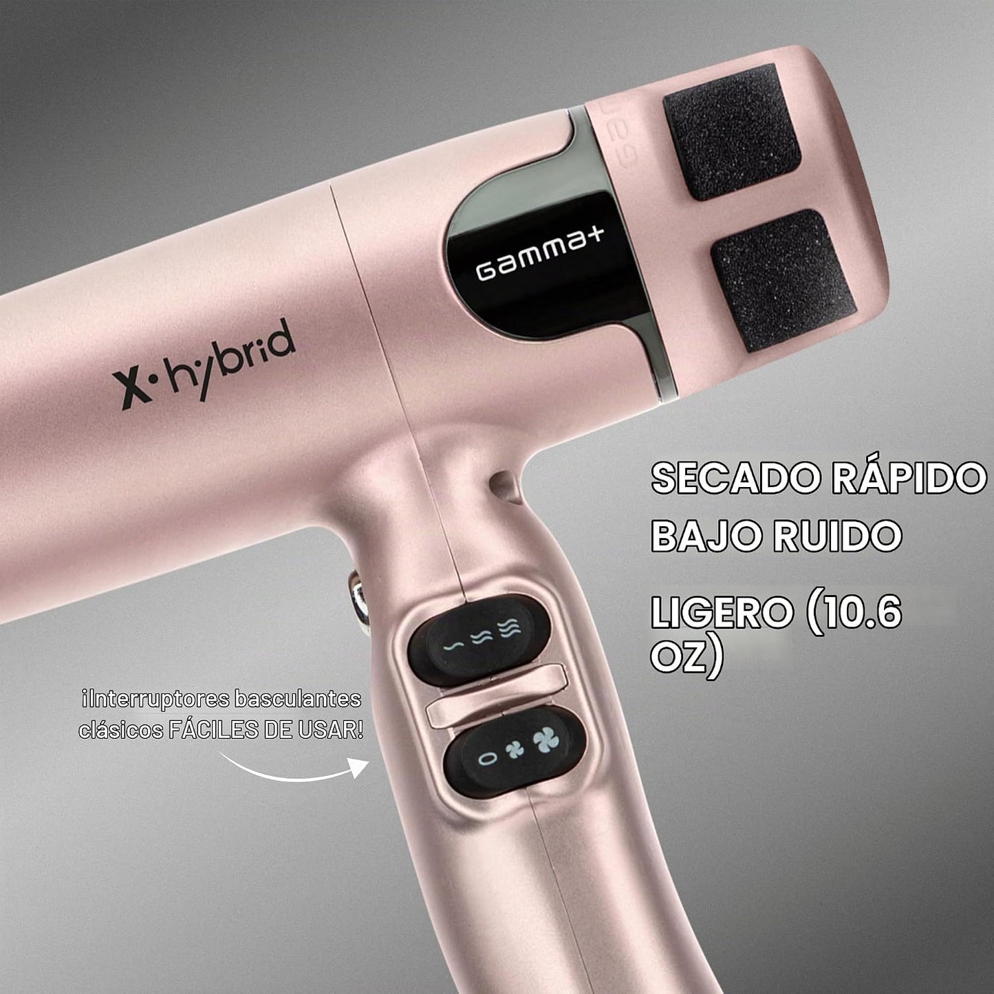 GAMMA+ Secador de pelo profesional X-Hybrid ligero, tecnología ióni...