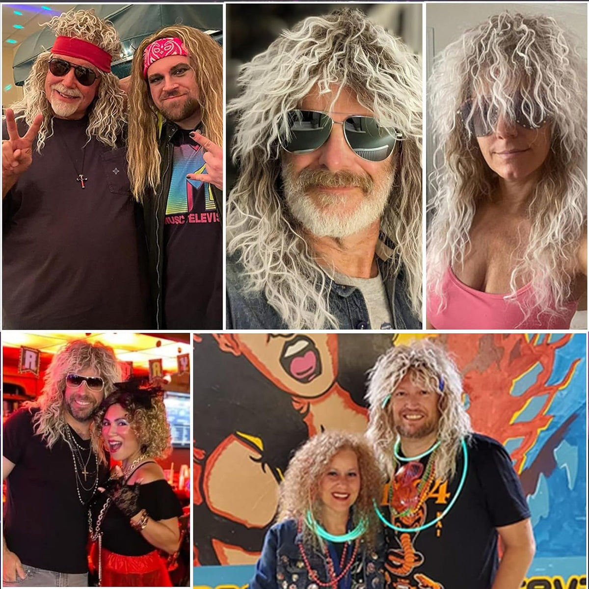 Guree Hair Peluca de salmonete rockero de los años 80 para hombres...
