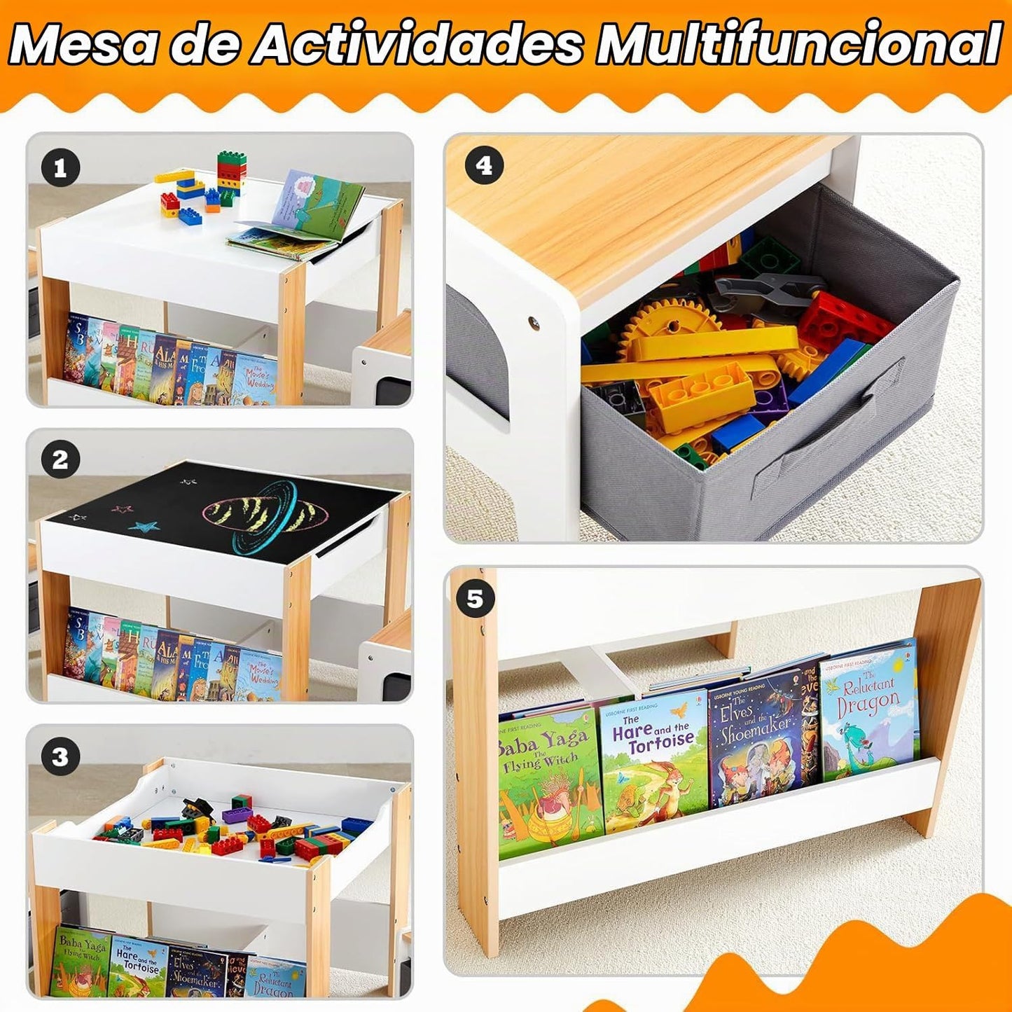 Asweets - Juego de mesa y silla para niños, escritorio infantil 4 e...