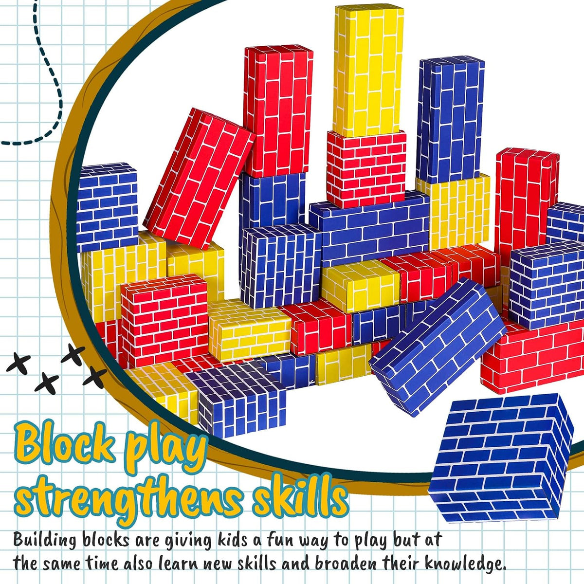 Nuanchu 60 bloques de construcción de cartón para niños, formas clá...