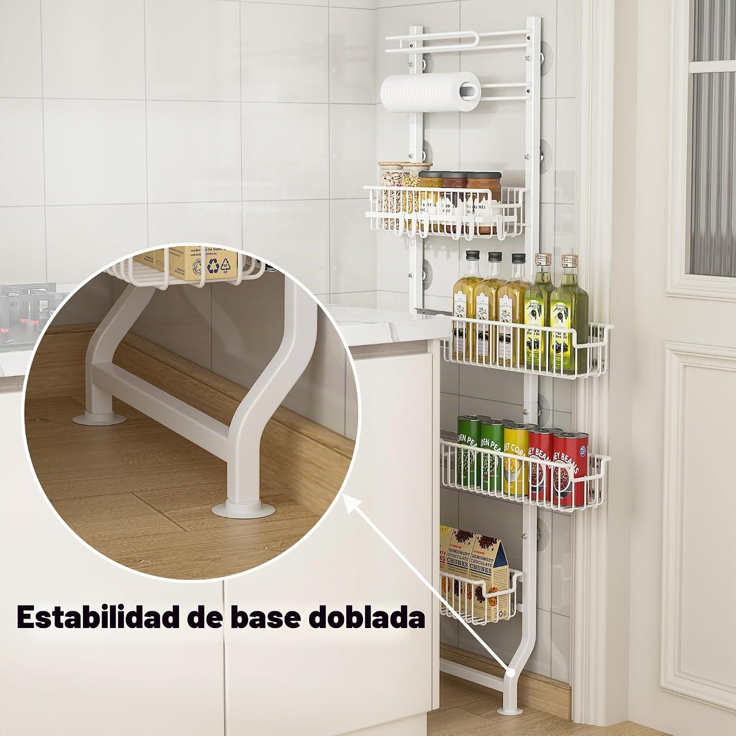 BUKFEN Estante esquinero delgado de 6 niveles, estante para especia...