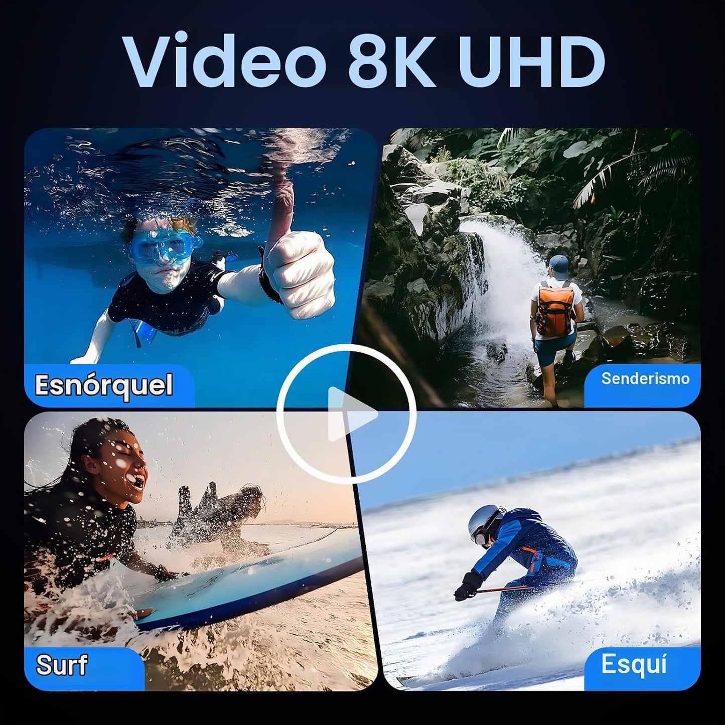 8K cámara subacuática WiFi 90MP 50FT táctil impermeable cámara 32GB...