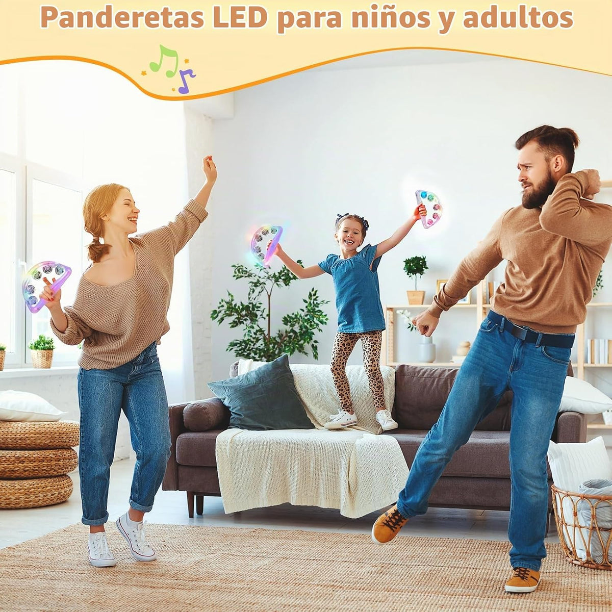 Aywewii Panderetas LED para niños y adultos, juguetes sensoriales,...