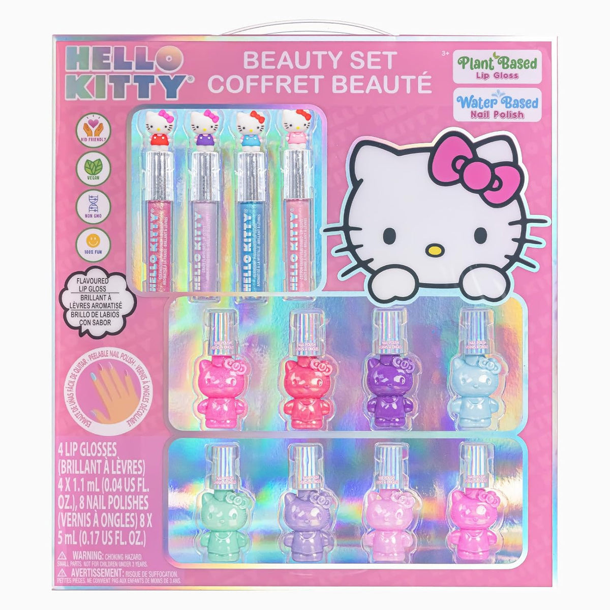 Hello Kitty - Juego de maquillaje con esmalte de uñas y brillo de l...