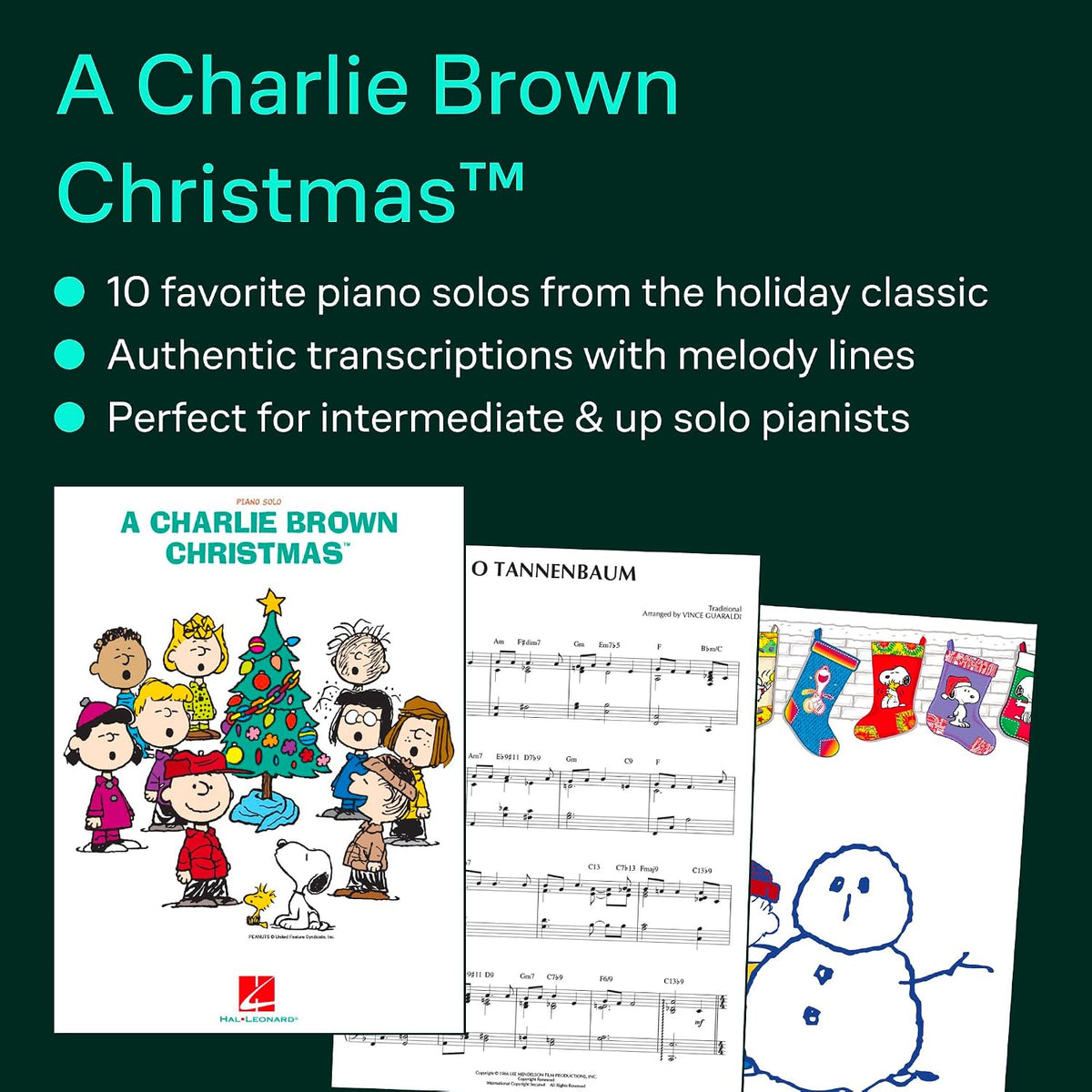 Un cancionero navideño para piano solo de Charlie Brown | Partitura...