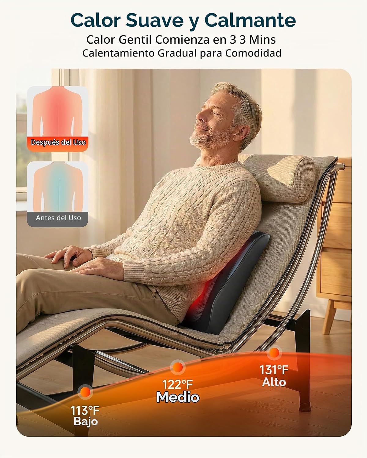 Snailax Masajeador de cuello y espalda con calor, almohada de masaj...