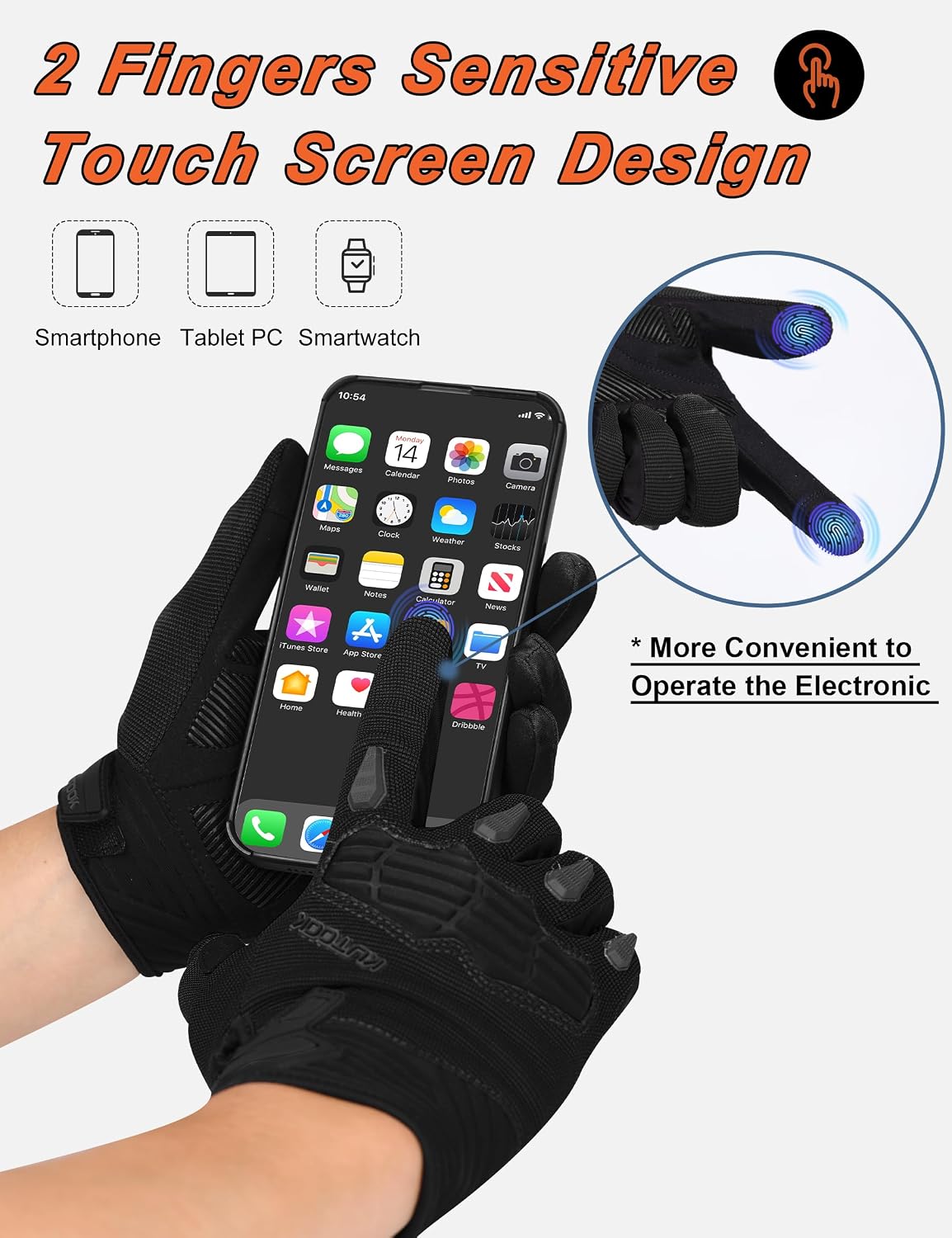KUTOOK Guantes de ciclismo para hombre, protección acolchada de pal...