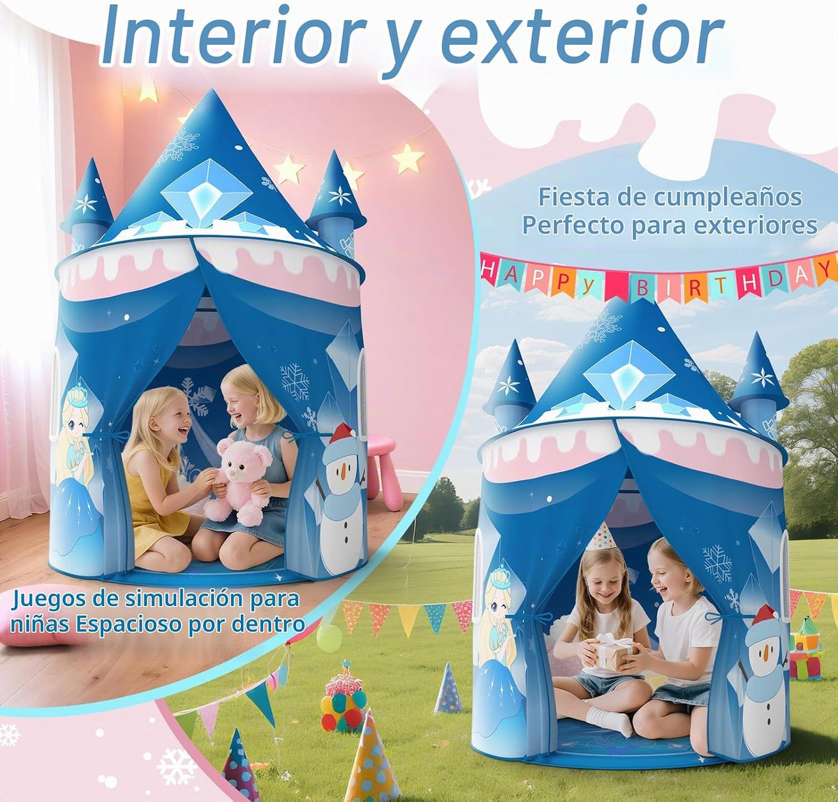 Skirfy Tienda de campaña de juegos de princesa, juguete congelado p...