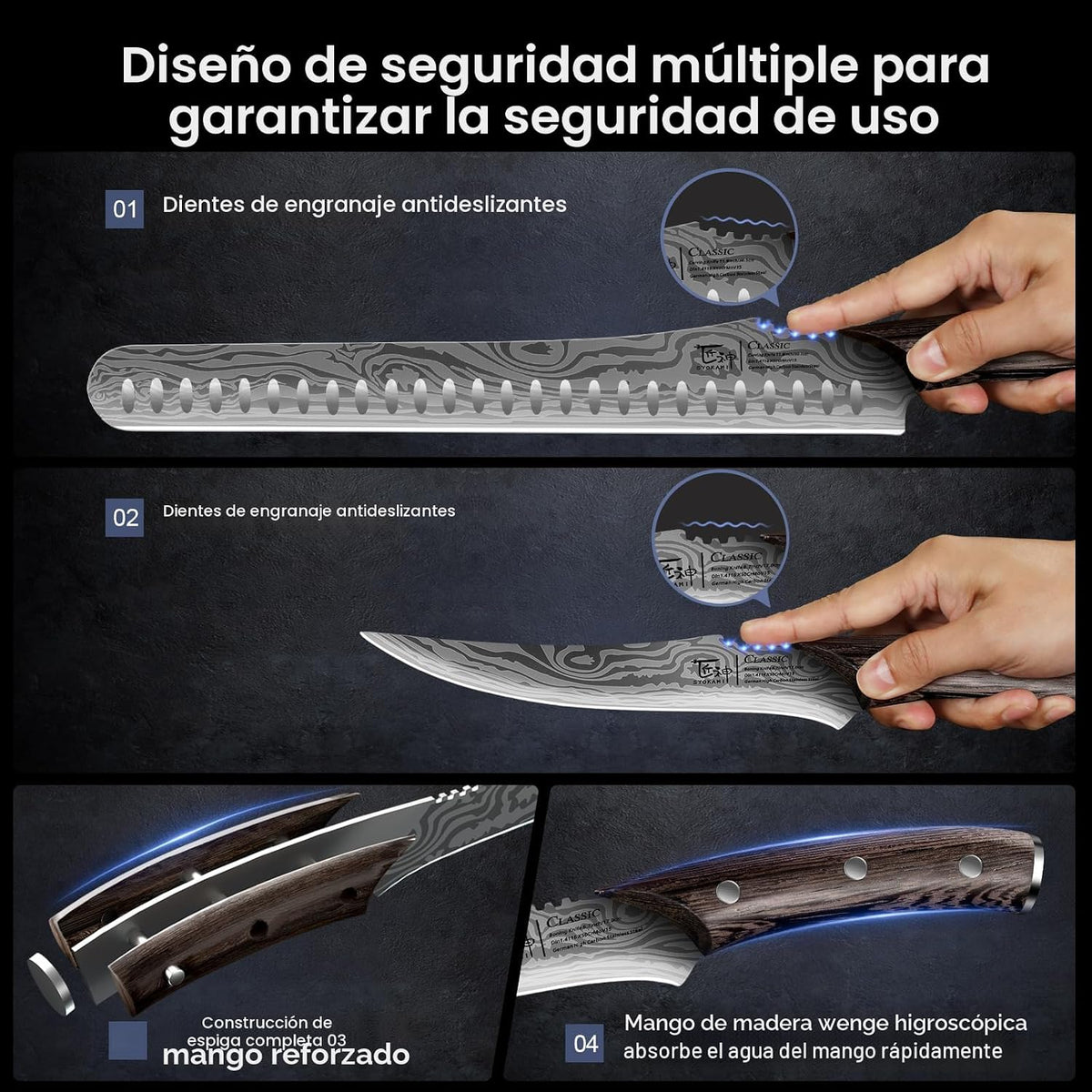 SYOKAMI Juego de cuchillos para rebanar brisket, cuchillos de trinc...