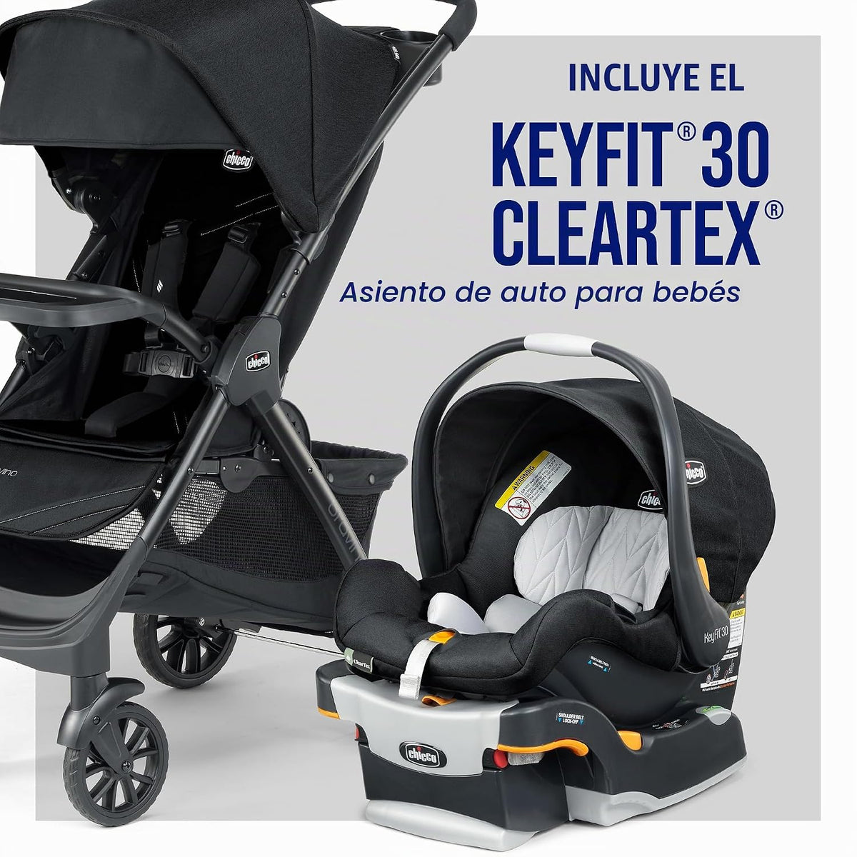 Chicco Sistema de viaje Bravino ClearTex con asiento y base para au...