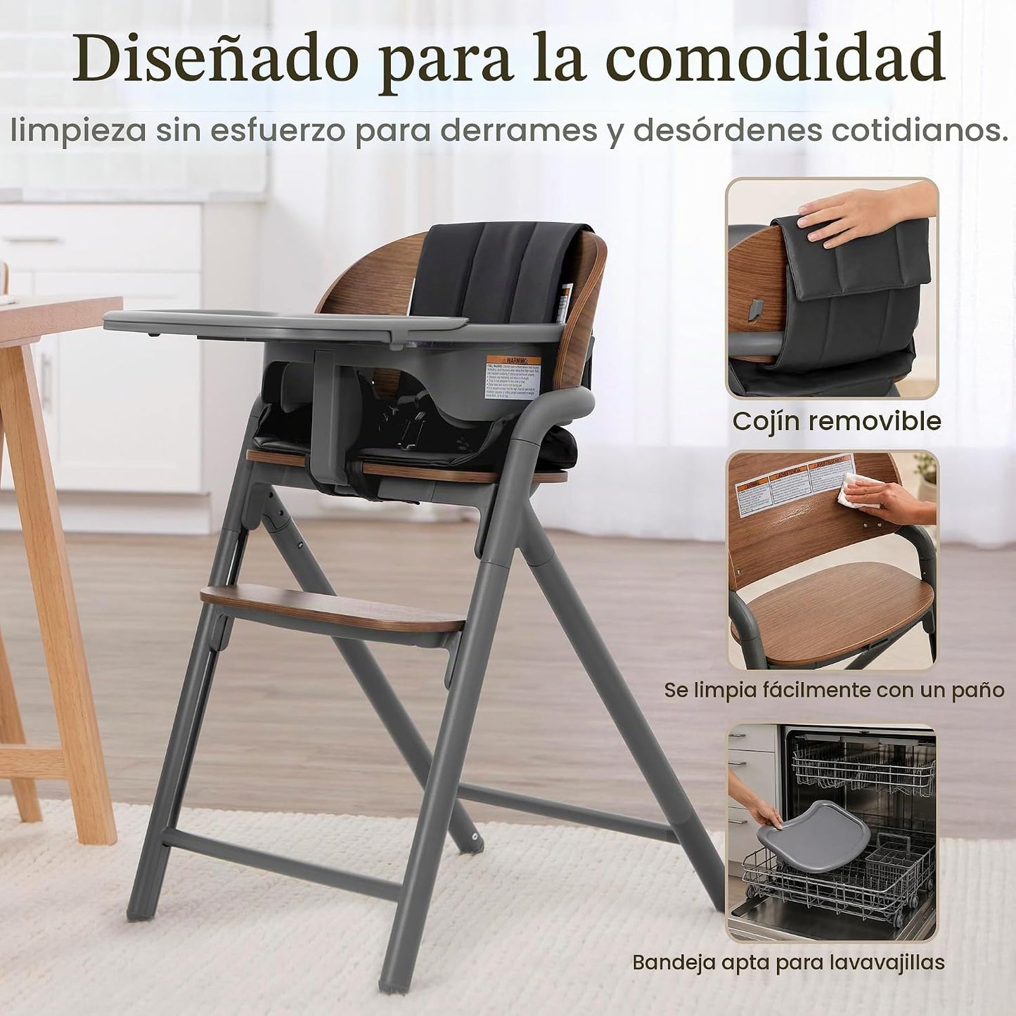 Evolur Step and Savor - Silla alta convertible de madera para bebé,...