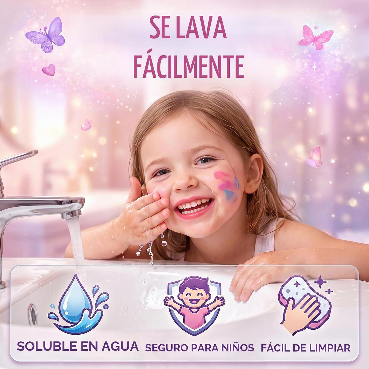 Kit de maquillaje para niños para niñas, estuche de paleta de cosmé...