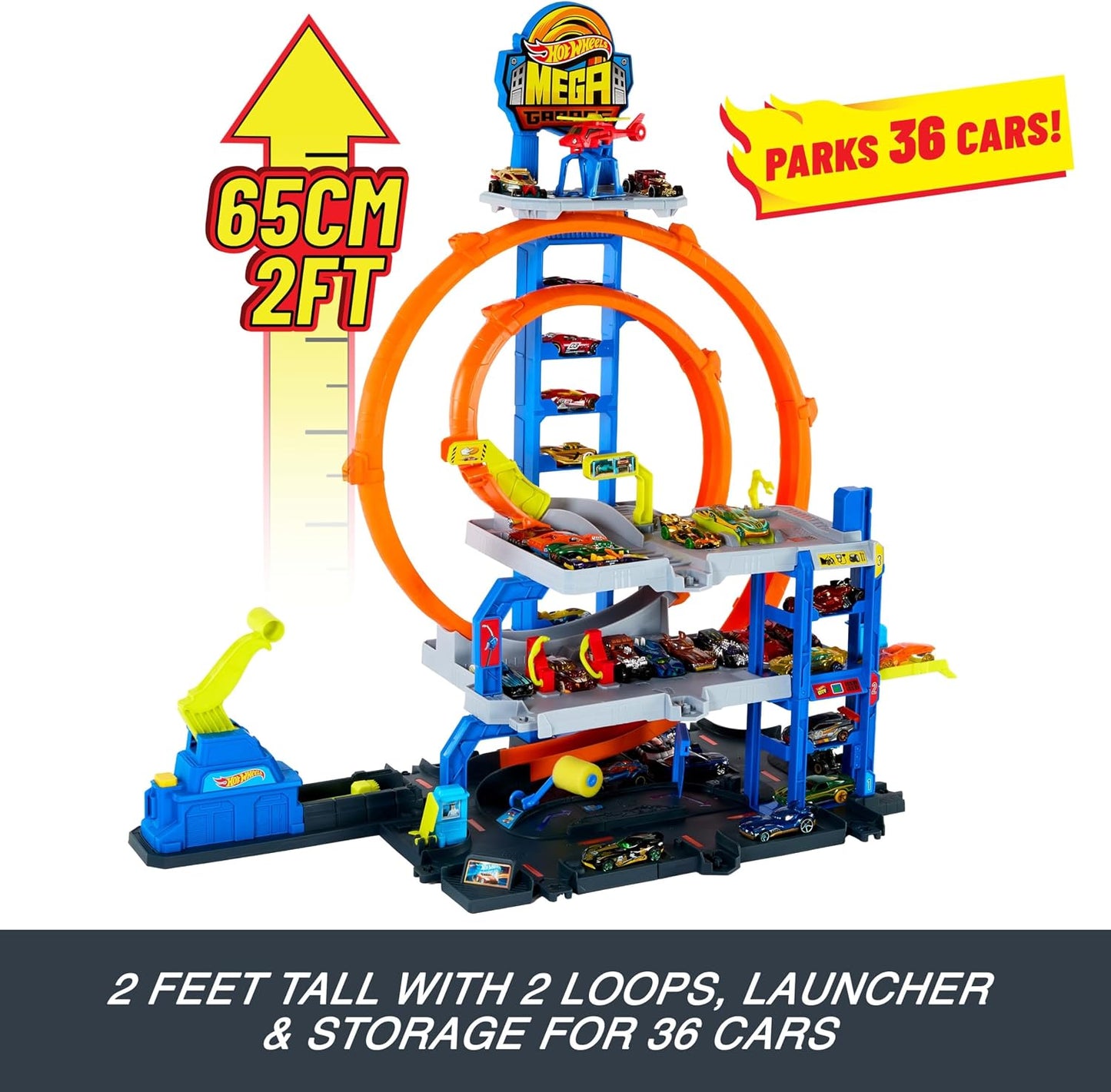 Paquete de Hot Wheels Track Set con automóvil y helicóptero, 2 bucl...