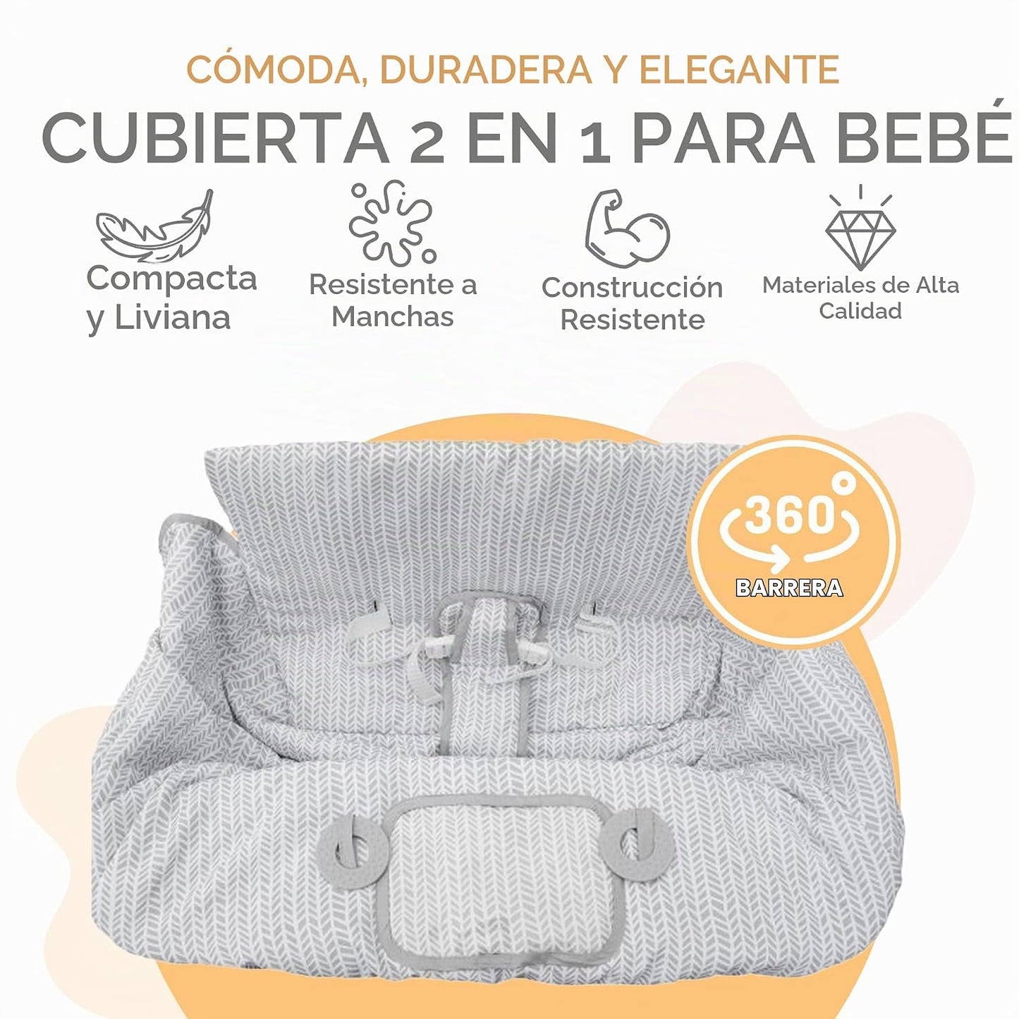 Binxy Baby Funda 2 en 1 cómoda para silla alta y carrito de compras...