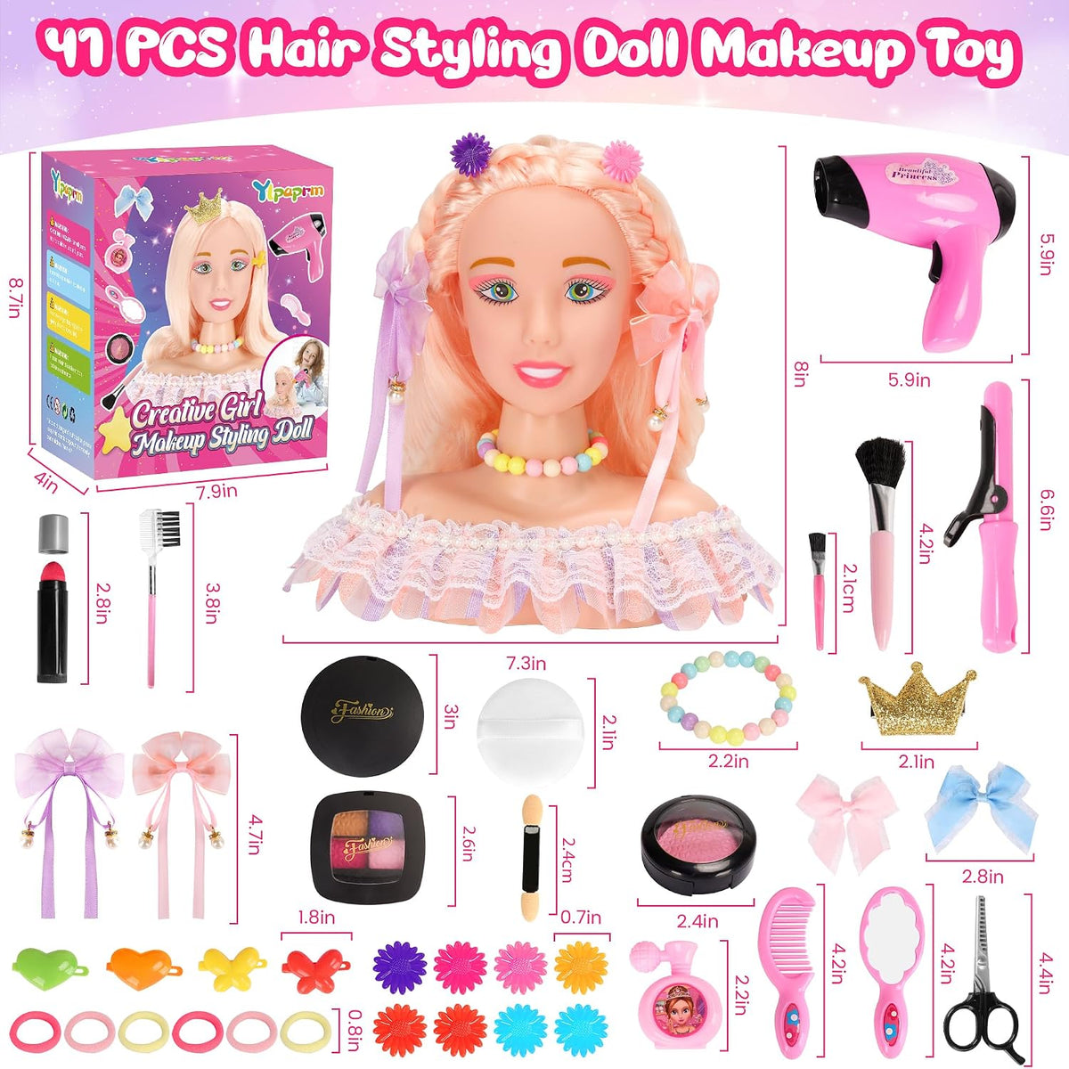 41 piezas de muñeca de lujo para niñas y niños, para maquillaje y p...