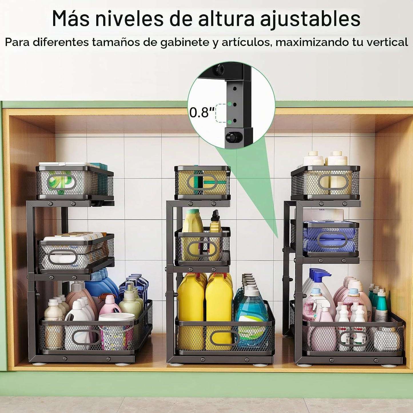 MeiChaoMeiJia Organizador para debajo del fregadero | Altura ajusta...