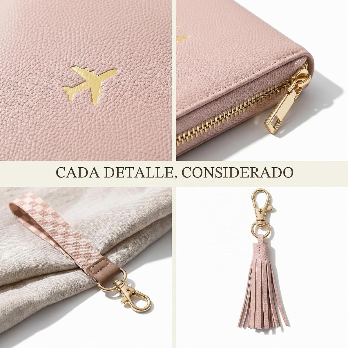 Hermoso soporte para pasaporte y cartera de viaje con correa de muñ...