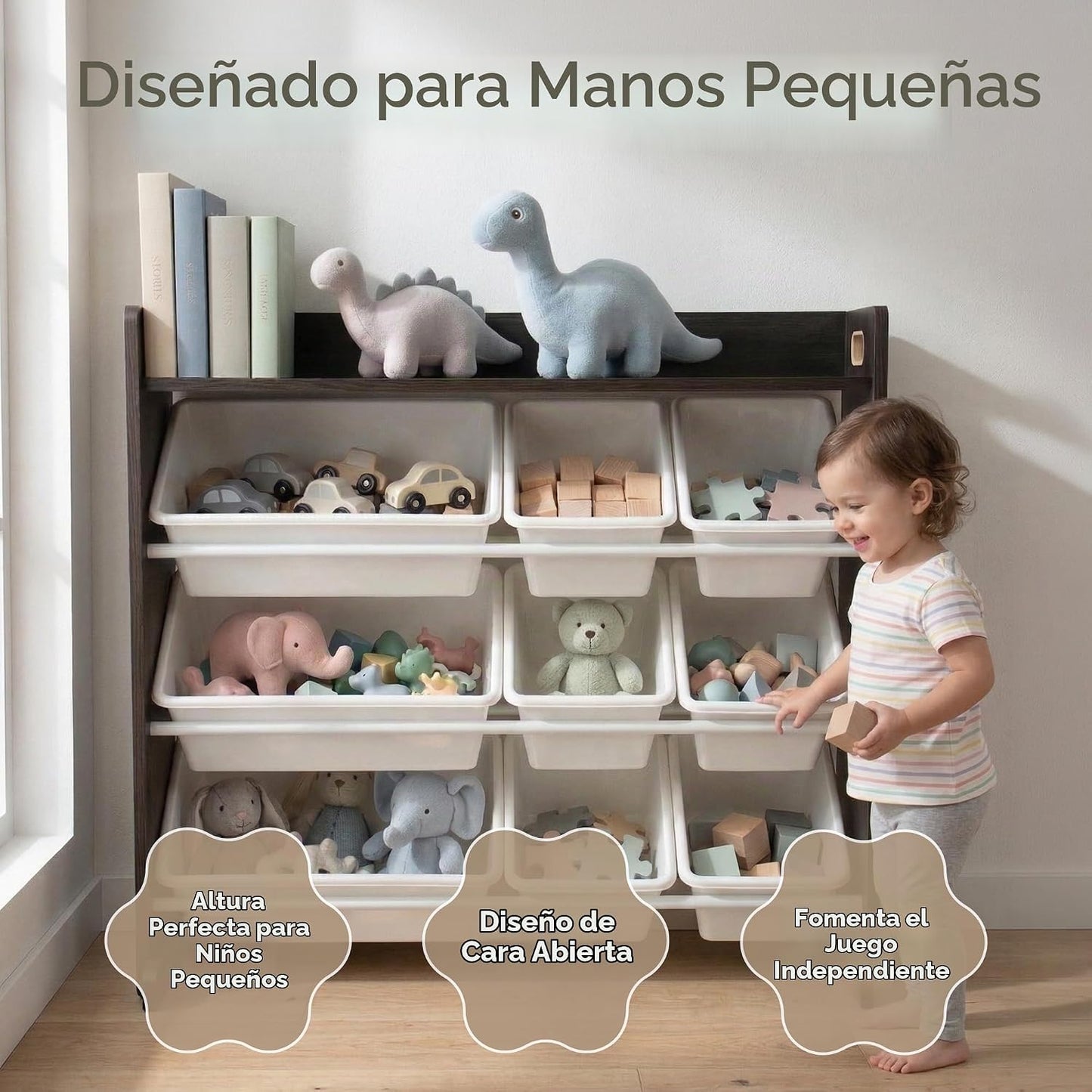Humble Crew Organizador de juguetes para niños con estante de exhib...