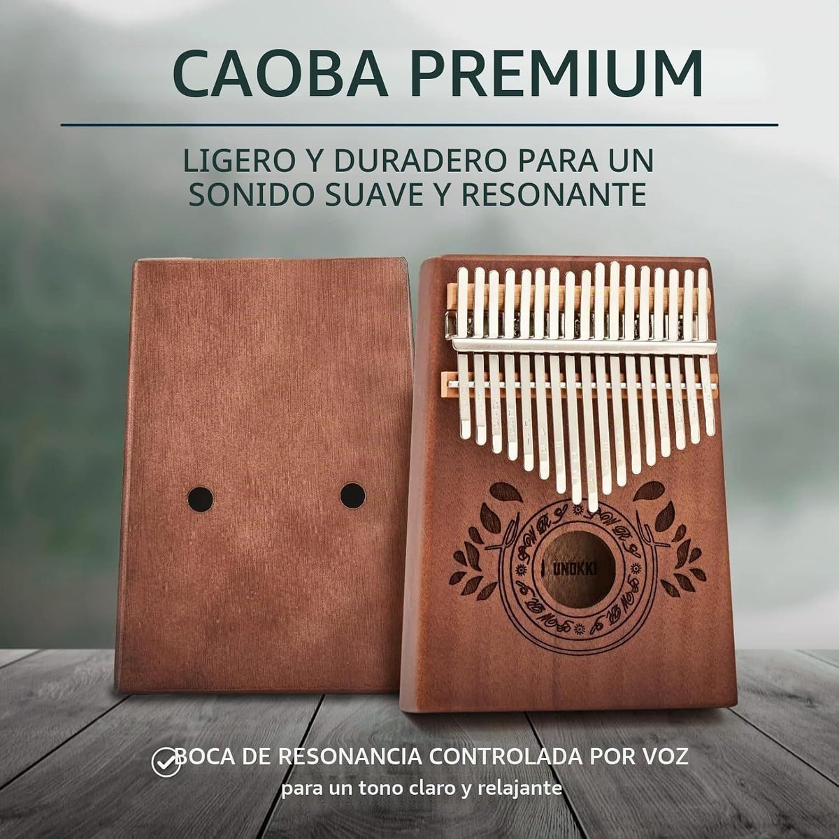 UNOKKI Piano de Pulgar Kalimba de 17 Teclas - Instrumento de Percus...
