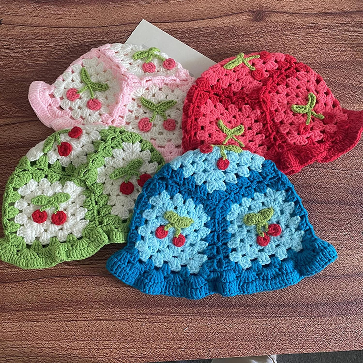 Busnos Sombreros de ganchillo para mujer, sombrero hecho a mano, li...