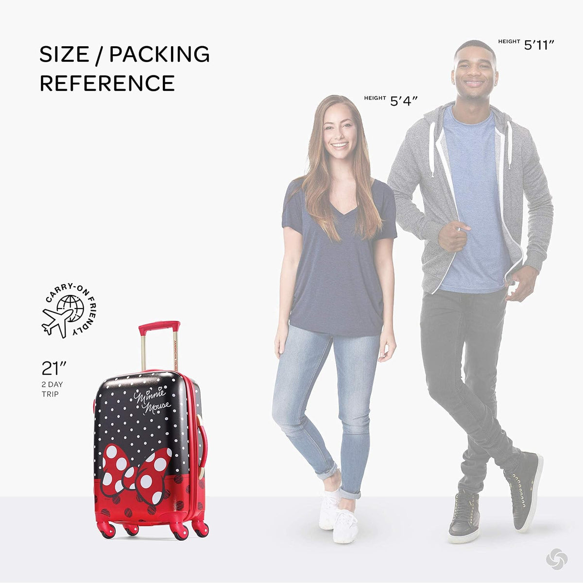 American Tourister Disney Minnie Mouse moño rojo, valija rígida con...