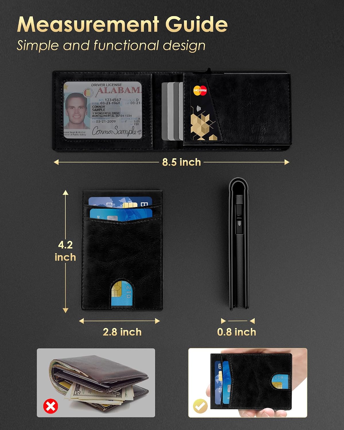 QLD Cartera para hombres \u2013 Bloqueo RFID [funcional y práctico]...