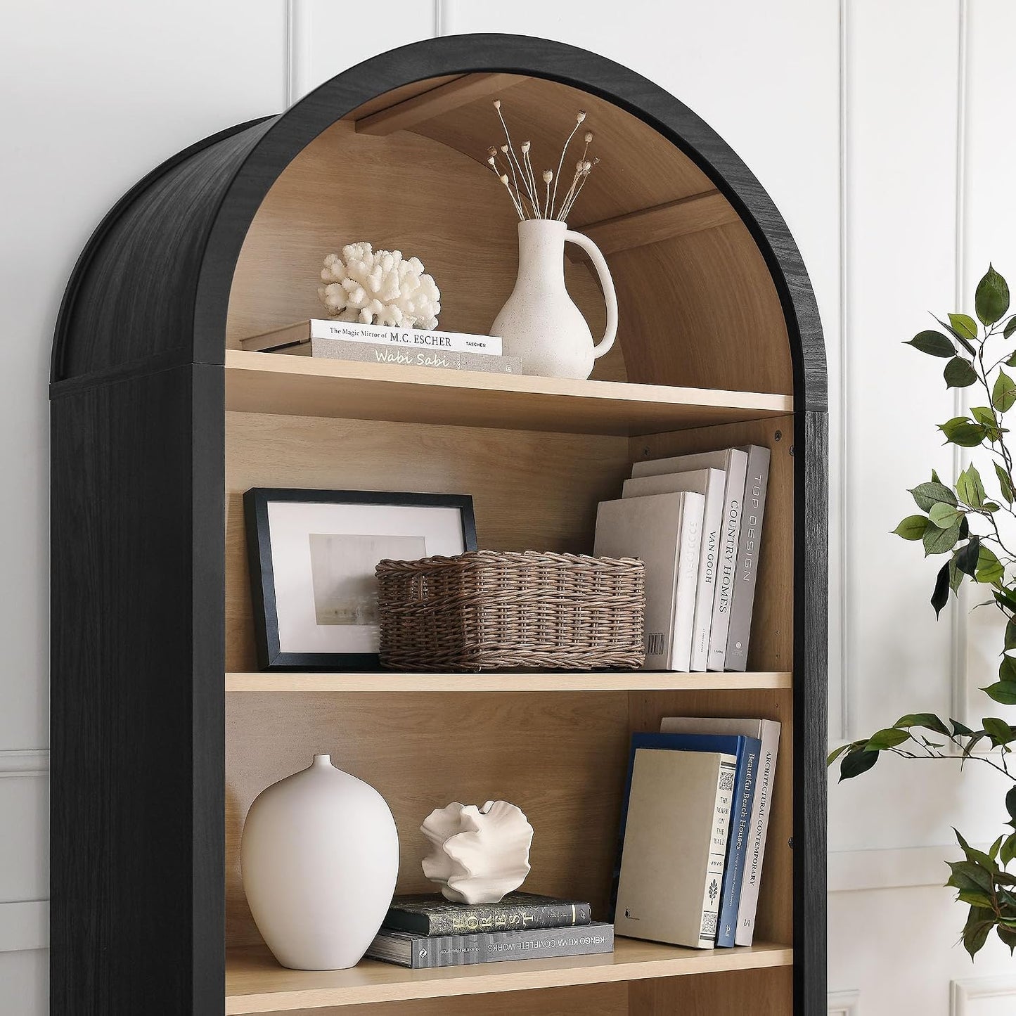 Modway Evie - Estantería ancha y arqueada moderna en color negro \u...