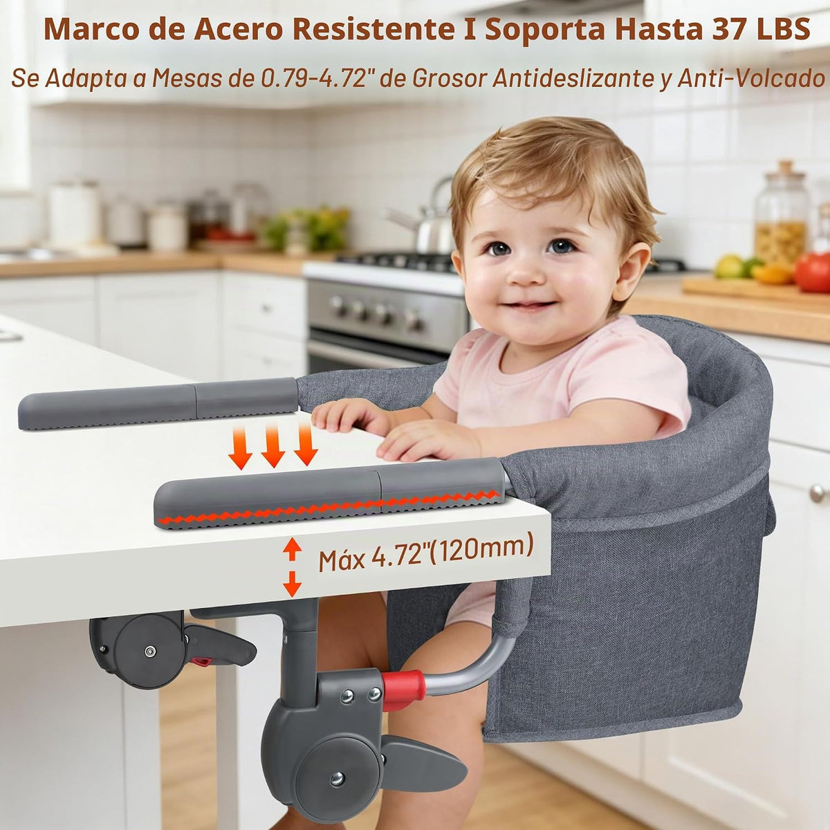 JOZZVE - Silla alta con gancho para bebé de 6 a 36 meses, instalaci...