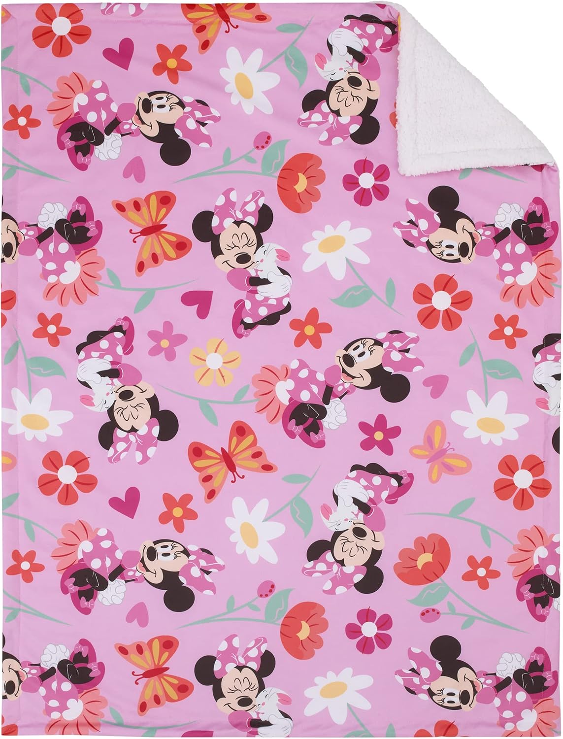 NoJo Disney Minnie Mouse Springtime Flowers - Manta de bebé sherpa...