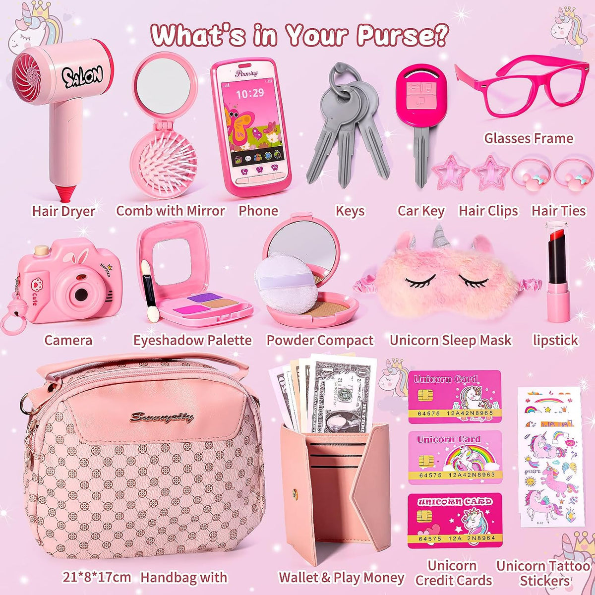 Bolso para Niña Pequeña con Maquillaje de Juguete para Niños de 3-5...