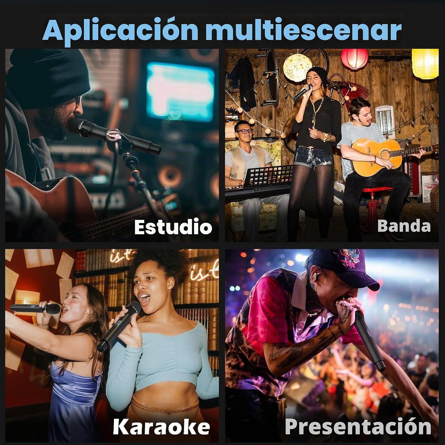 talomen Sistema de micrófono inalámbrico, UHF Dual Channel Handheld...