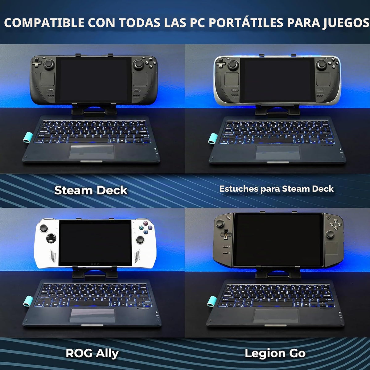 Invensic DeckTop con divisor \u2013 Teclado Steam Deck y mouse Blue...