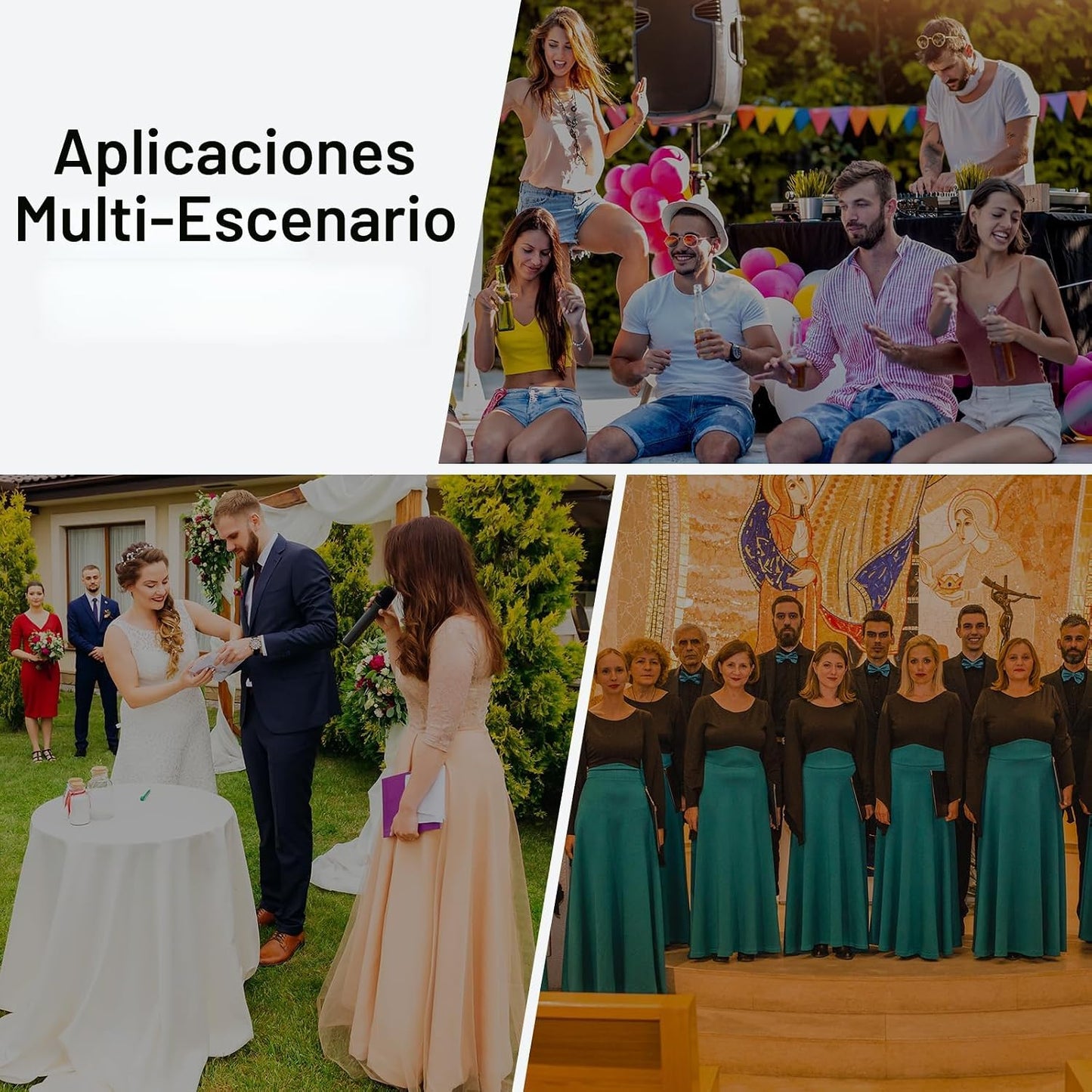 TONOR Sistema de Micrófonos Inalámbricos con 4x10 Canales, Micrófon...