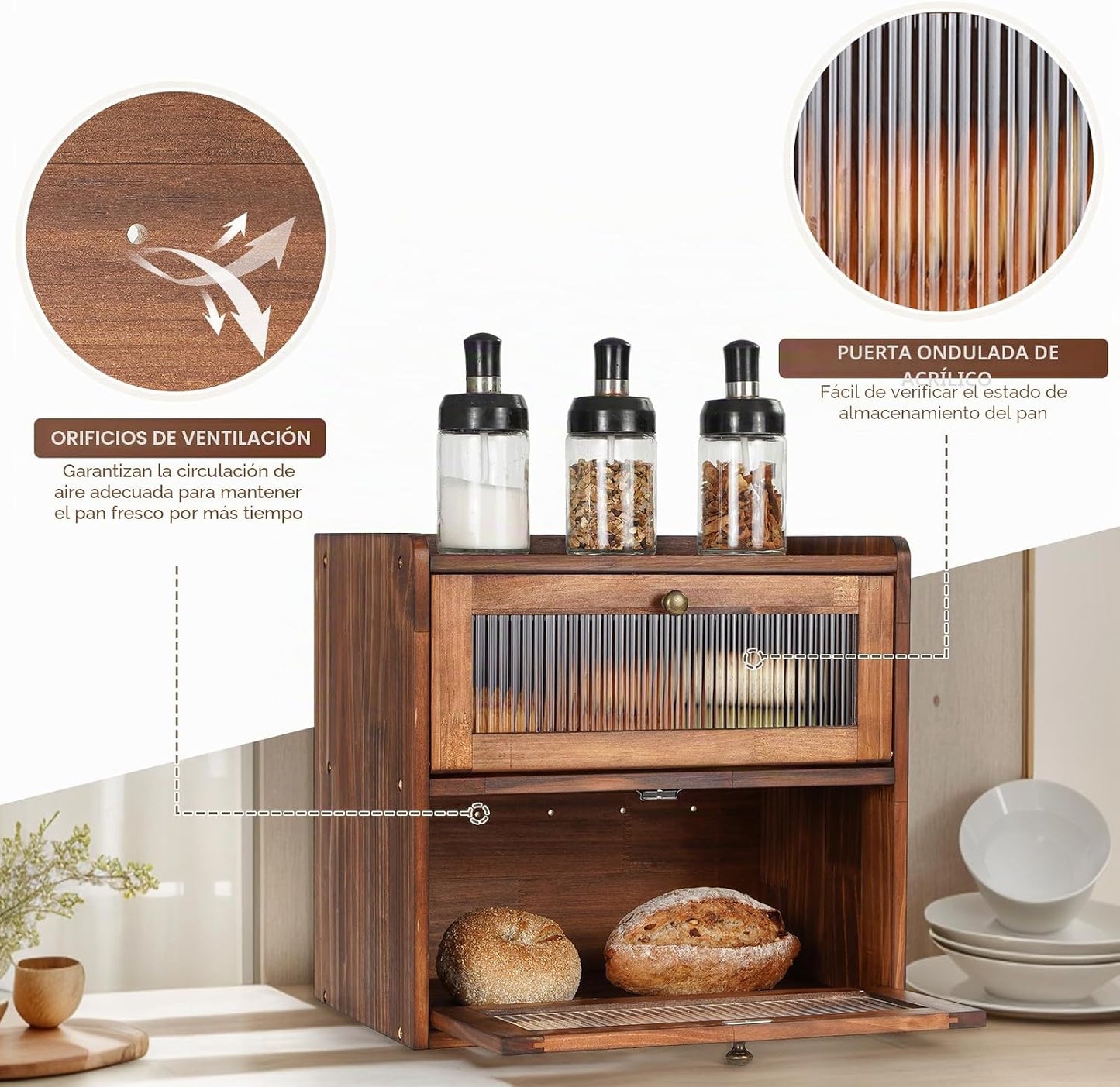 Sunhoo Panera para encimera de cocina, contenedor de almacenamiento...