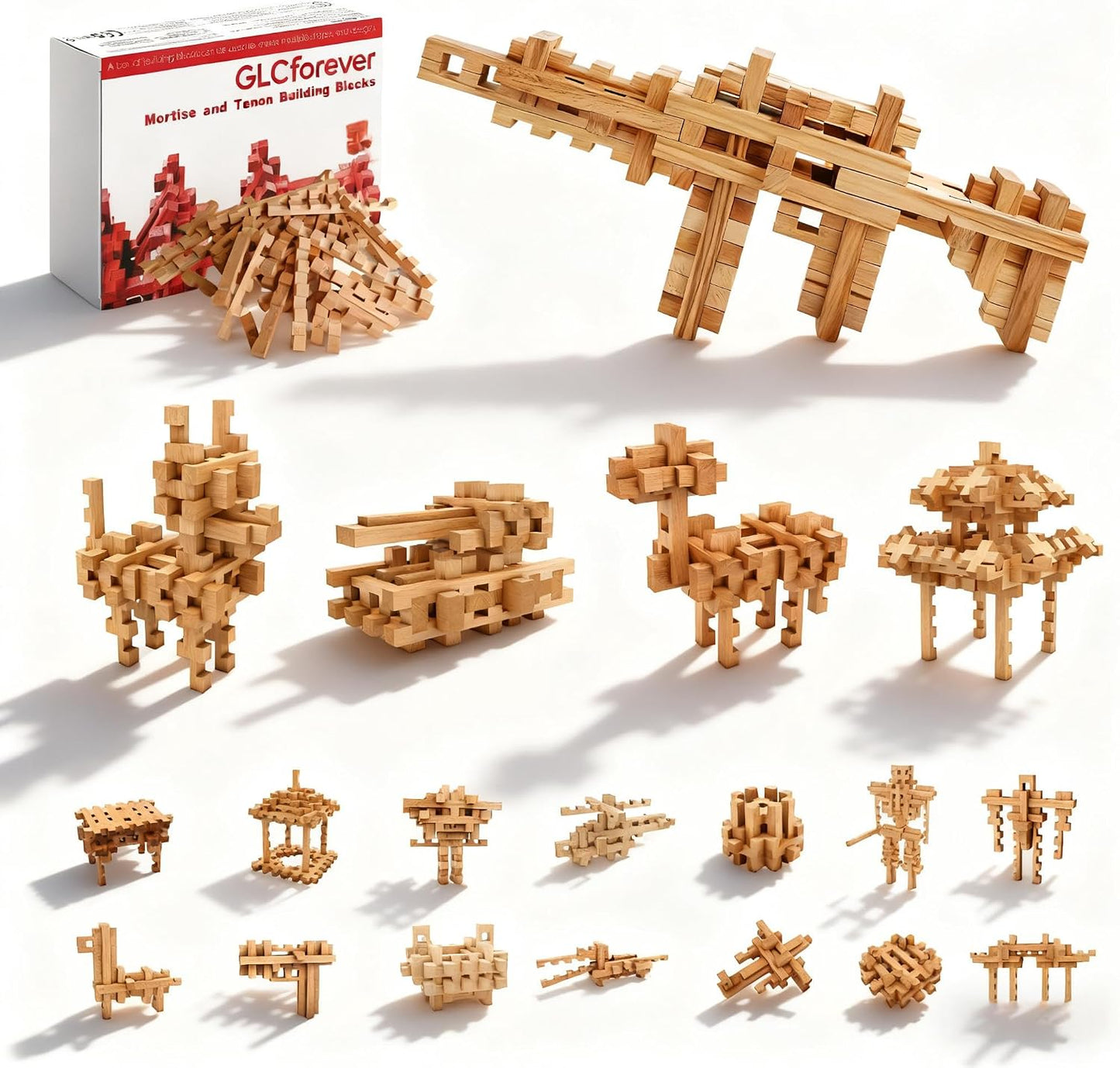 GLCforever Bloques de construcción de madera STEM \u2013 Más de 20...