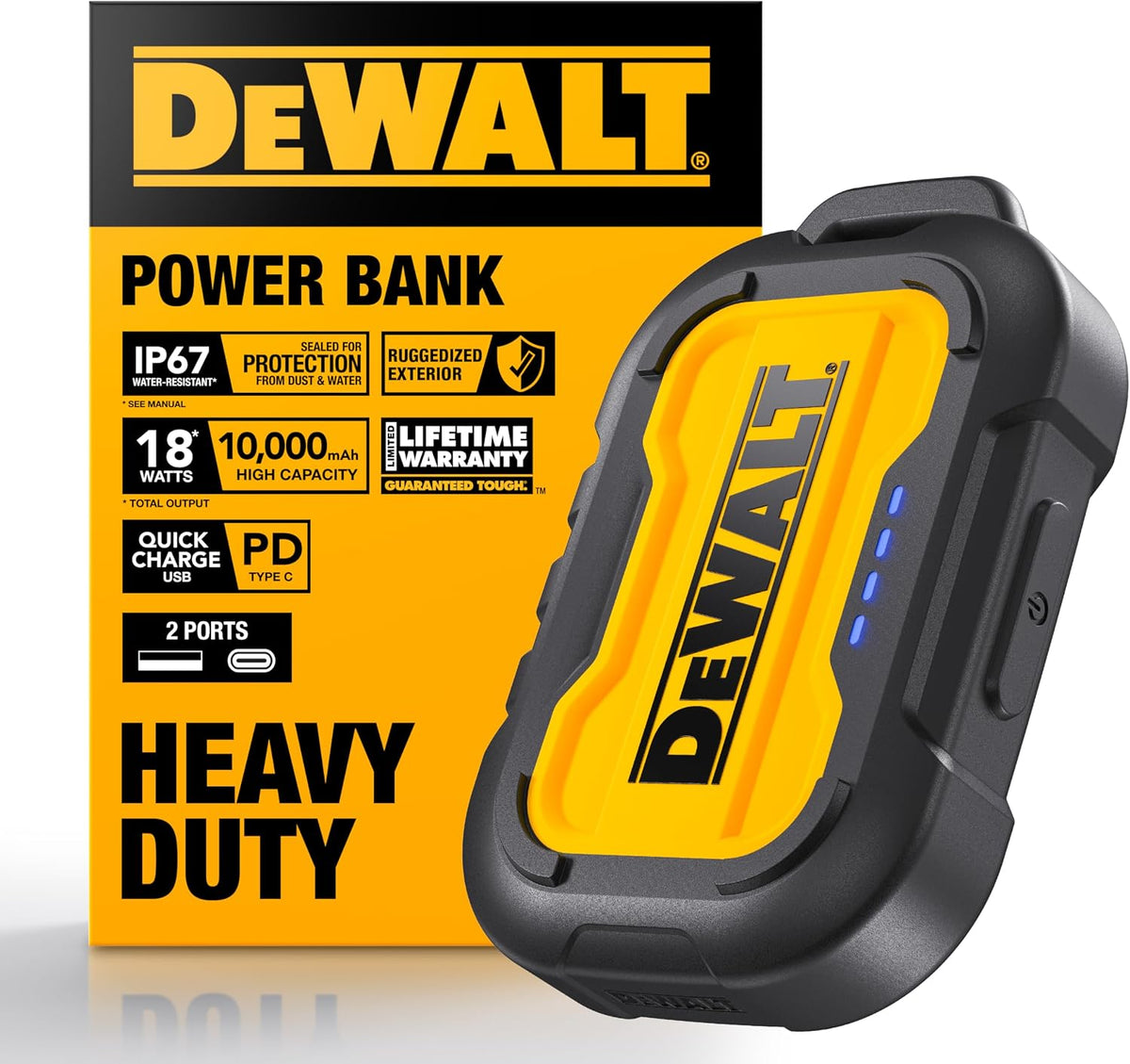 DEWALT Cargador portátil resistente, banco de energía, sitio de tra...