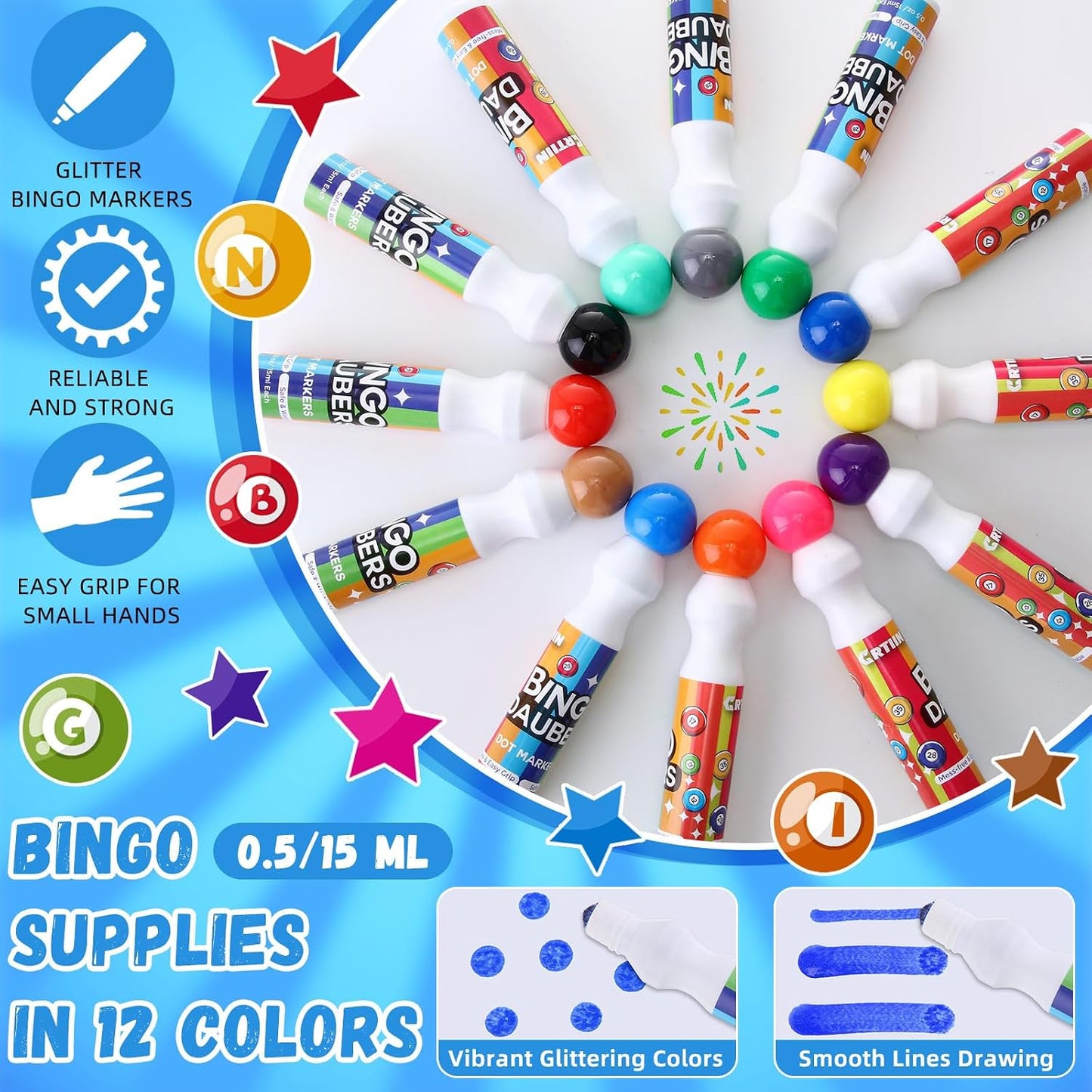 Crtiin 96 marcadores de puntos de Bingo Dauber a granel, 0.5 onzas,...