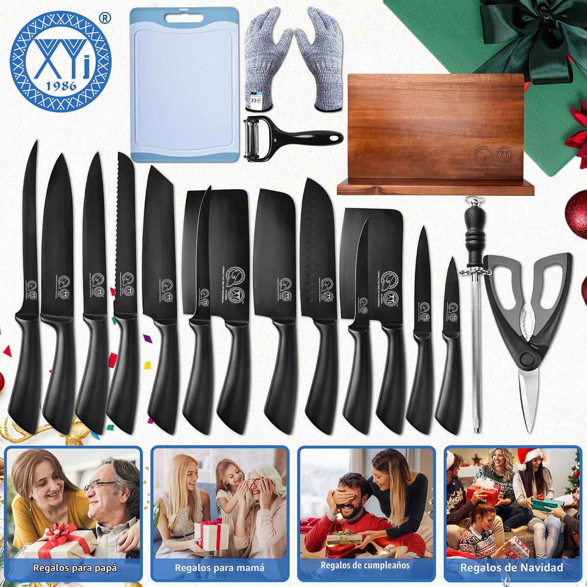 Juego de cuchillos profesionales XYJ para chefs maestros, cuchillo...