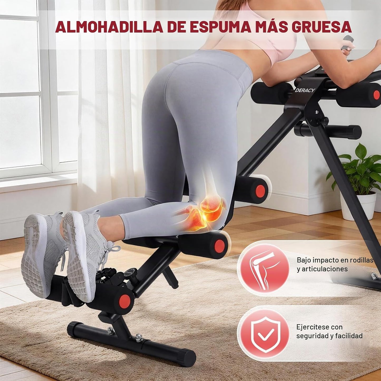 DERACY Máquina de entrenamiento abdominal ajustable para abdominale...