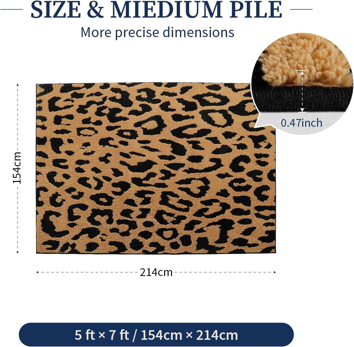 YIHOUSE Alfombras de leopardo de 5 x 7 pies, alfombra suave de felp...