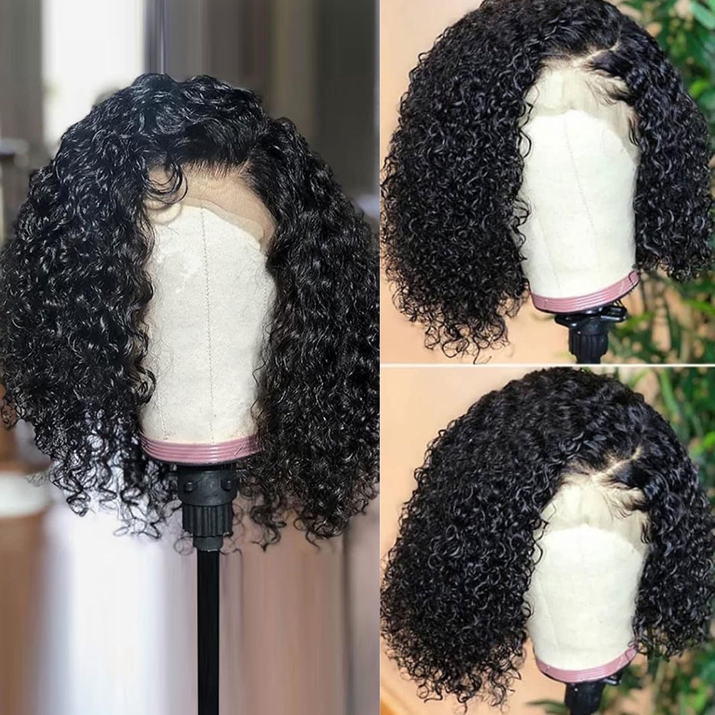 Peluca de pelo humano para mujeres negras; pelo humano rizado virge...