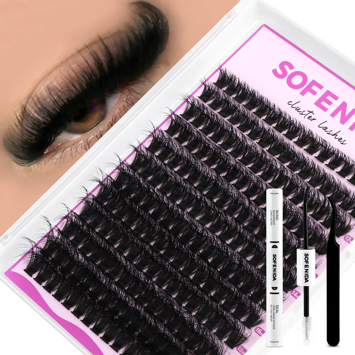 SOFENIDA Kit de racimos de pestañas 80D, kit de extensiones de pest...