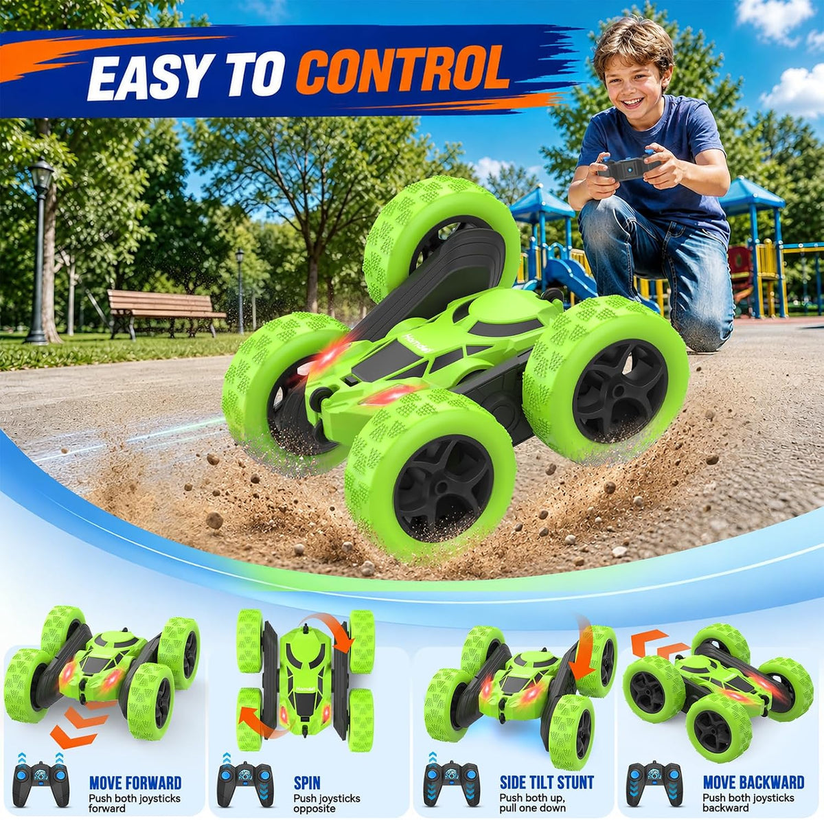 Hamdol Auto de acrobacias a control remoto para niños de 6 a 12 año...