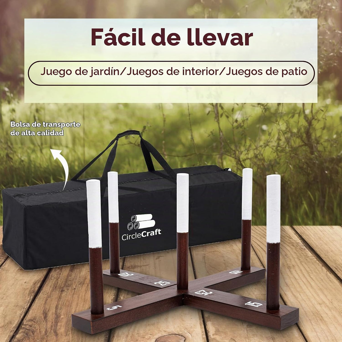 Juego de lanzamiento de anillos CircleCraft, incl. 6 anillos de cue...