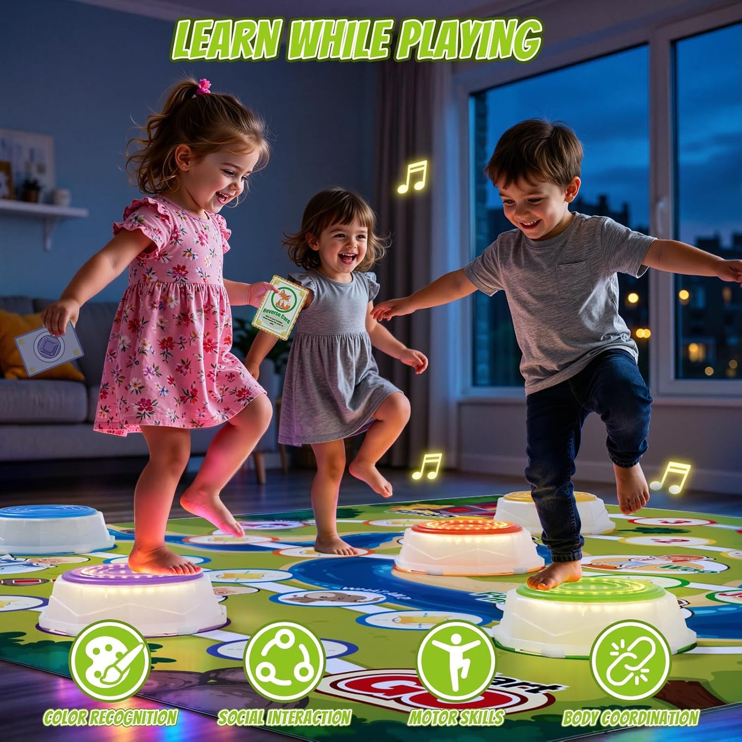 HYES - Piedras iluminadas con mapa de juego para niños de 3, 4, 5 |...